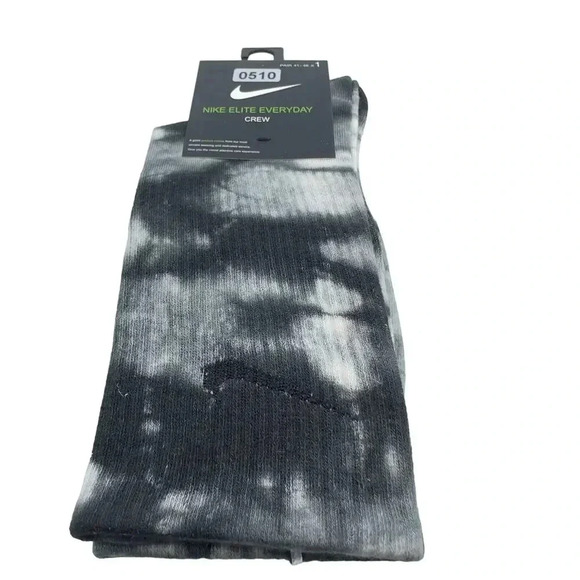 Nike Mens Large Pair Custom Tie Dye Socks Everyday Crew Plus Dri-Fit Black/White - Picture 1 of 3